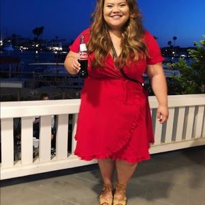 Plus size knee length red dress